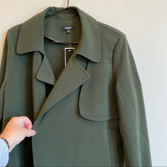 PREMISE STUDIO Camo Green Open Front Cropped Fashion Jacket - Picture 4 of 9